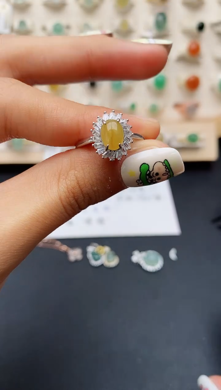 【闪购商品】翡翠戒指银S925镶嵌缅甸翡翠