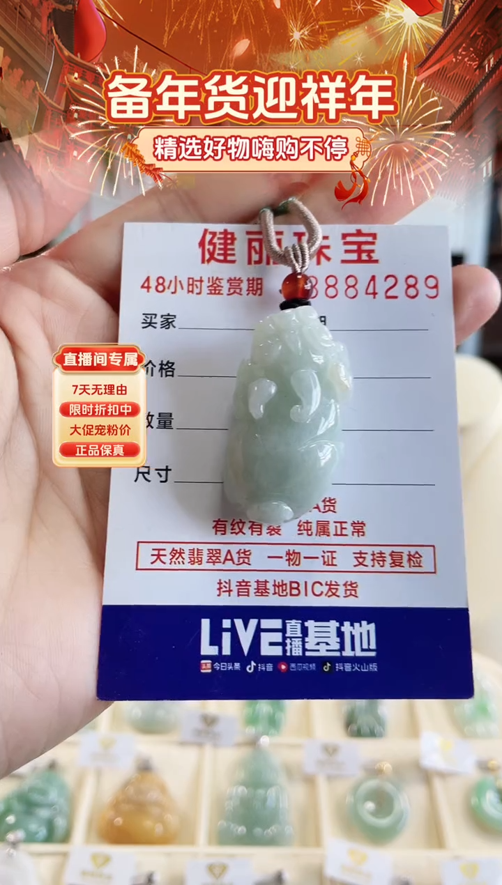 【闪购商品】翡翠颈饰未镶嵌天然缅甸翡翠 貔貅(一物一证)