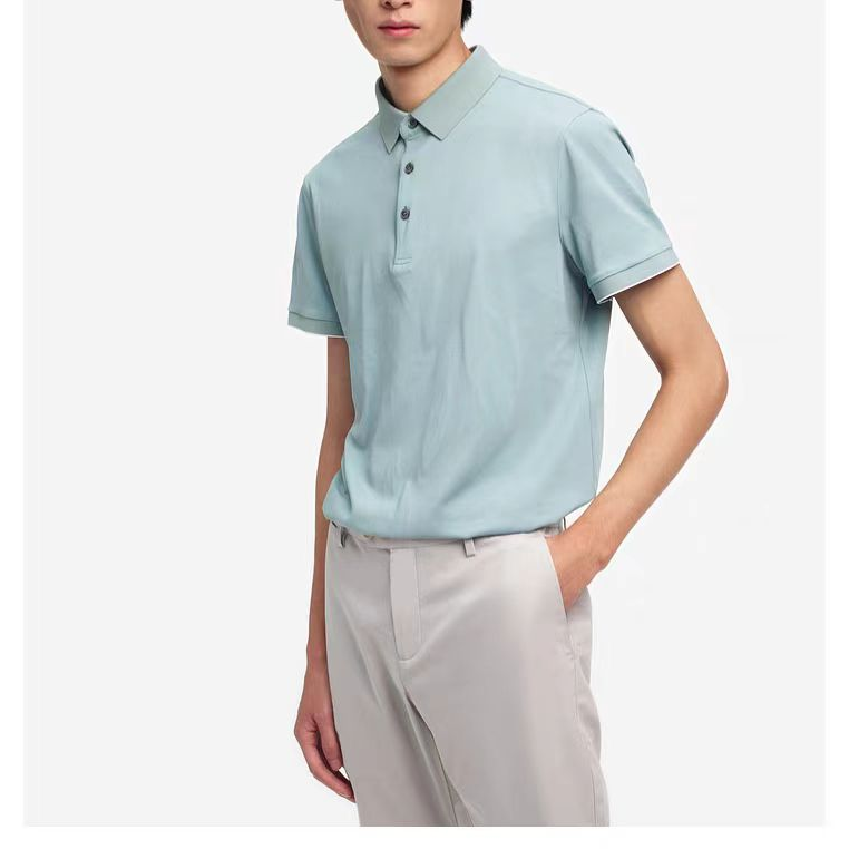 DT733男士高端提花玉石色polo衫简约百搭