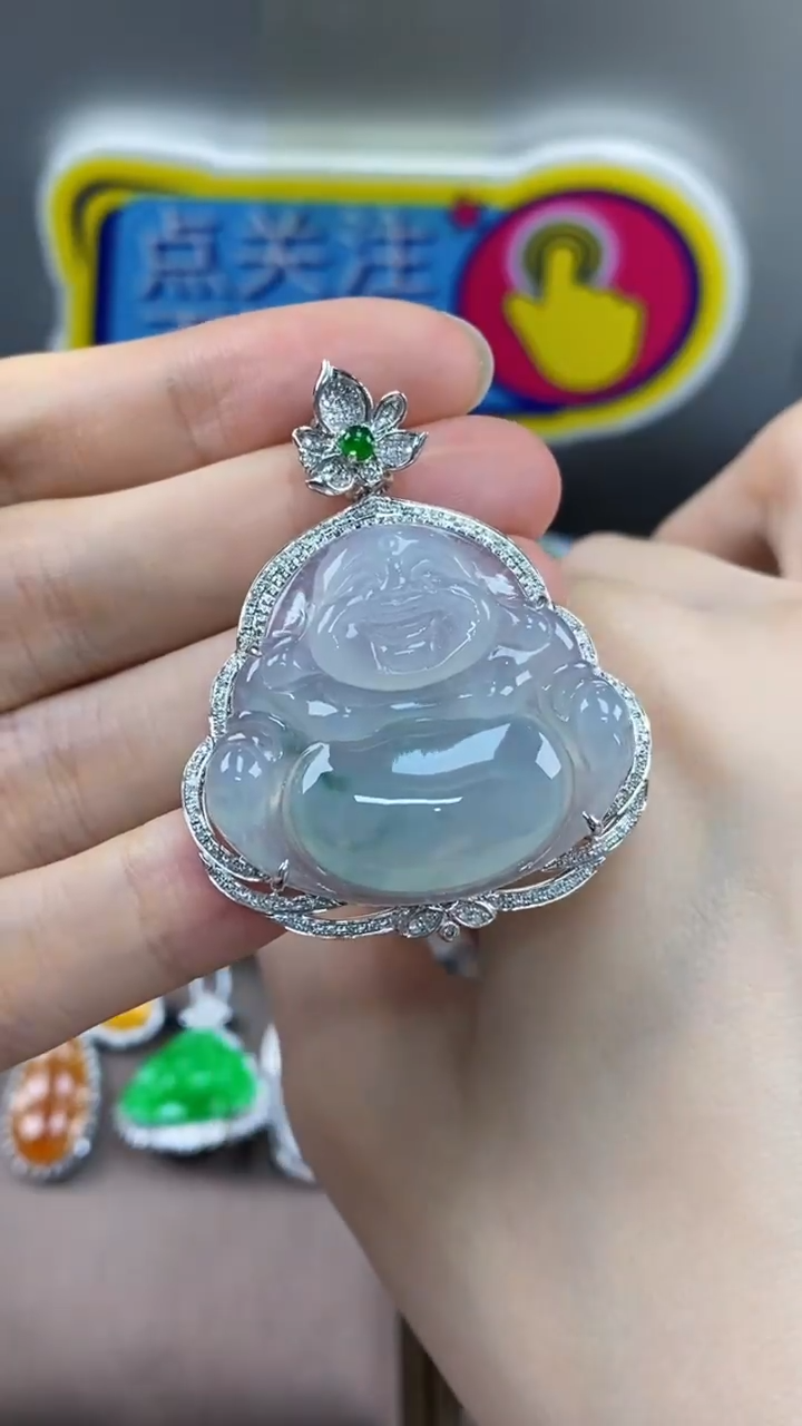【闪购商品】翡翠吊坠(不含链)18K金镶嵌翡翠包镶 佛公