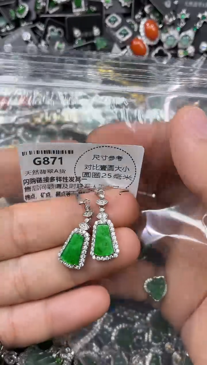 颈饰未镶嵌翡翠G871耳钩