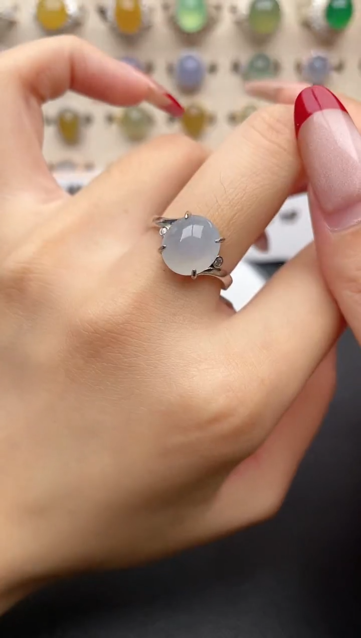 【闪购商品】翡翠戒指银S925镶嵌一物一证一礼盒