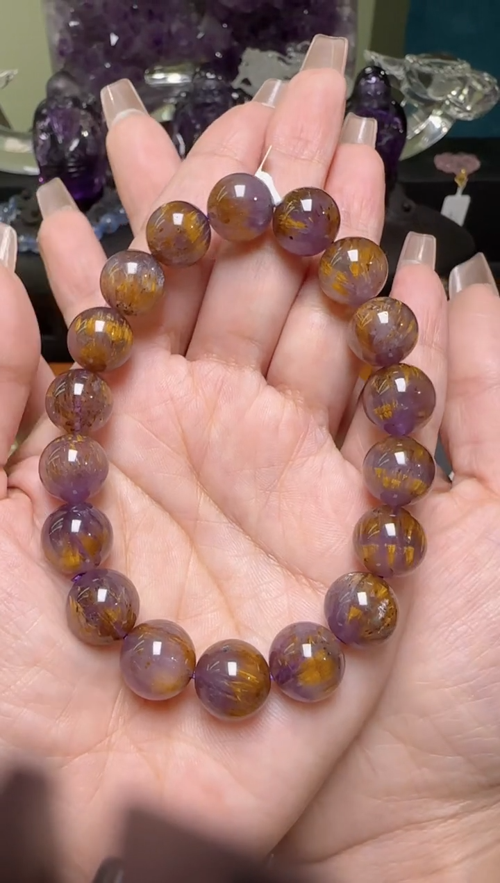 【闪购商品】水晶手串未镶嵌紫钛手串手串11m+ X37881成