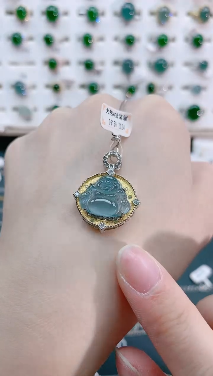 【闪购商品】翡翠颈饰银S925镶嵌天然翡翠