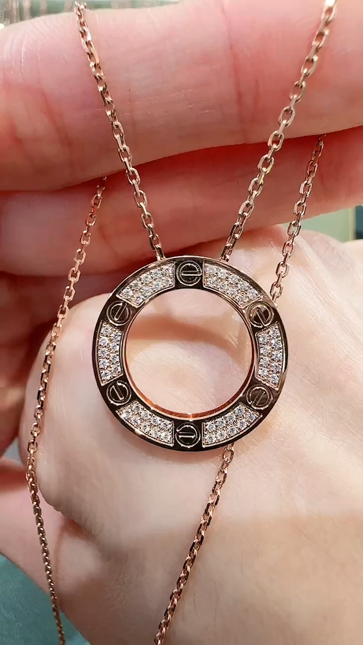 【闪购商品】钻石套链18K金镶嵌18K金钻石饼饼套链