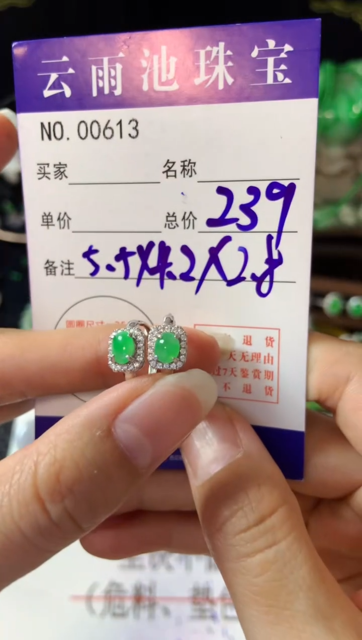 【闪购商品】翡翠耳饰银S925镶嵌翡翠
