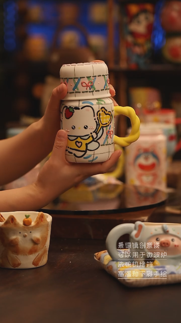 陶瓷景德镇可爱陶瓷釉下彩绘设计师款