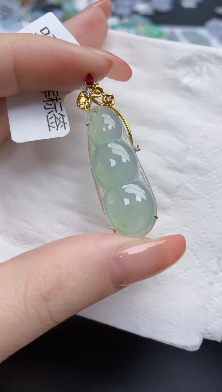 【闪购商品】翡翠颈饰18K金镶嵌天然缅甸翡翠A货