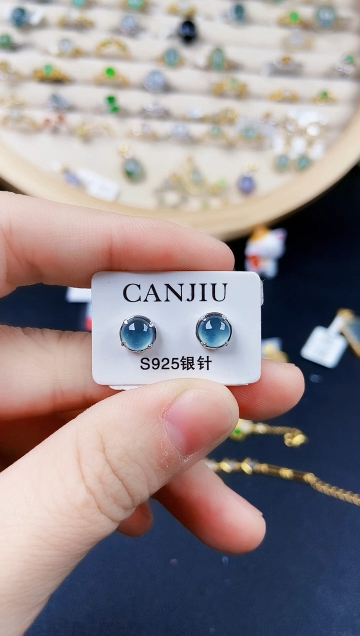【闪购商品】翡翠银S925镶嵌耳饰6565464