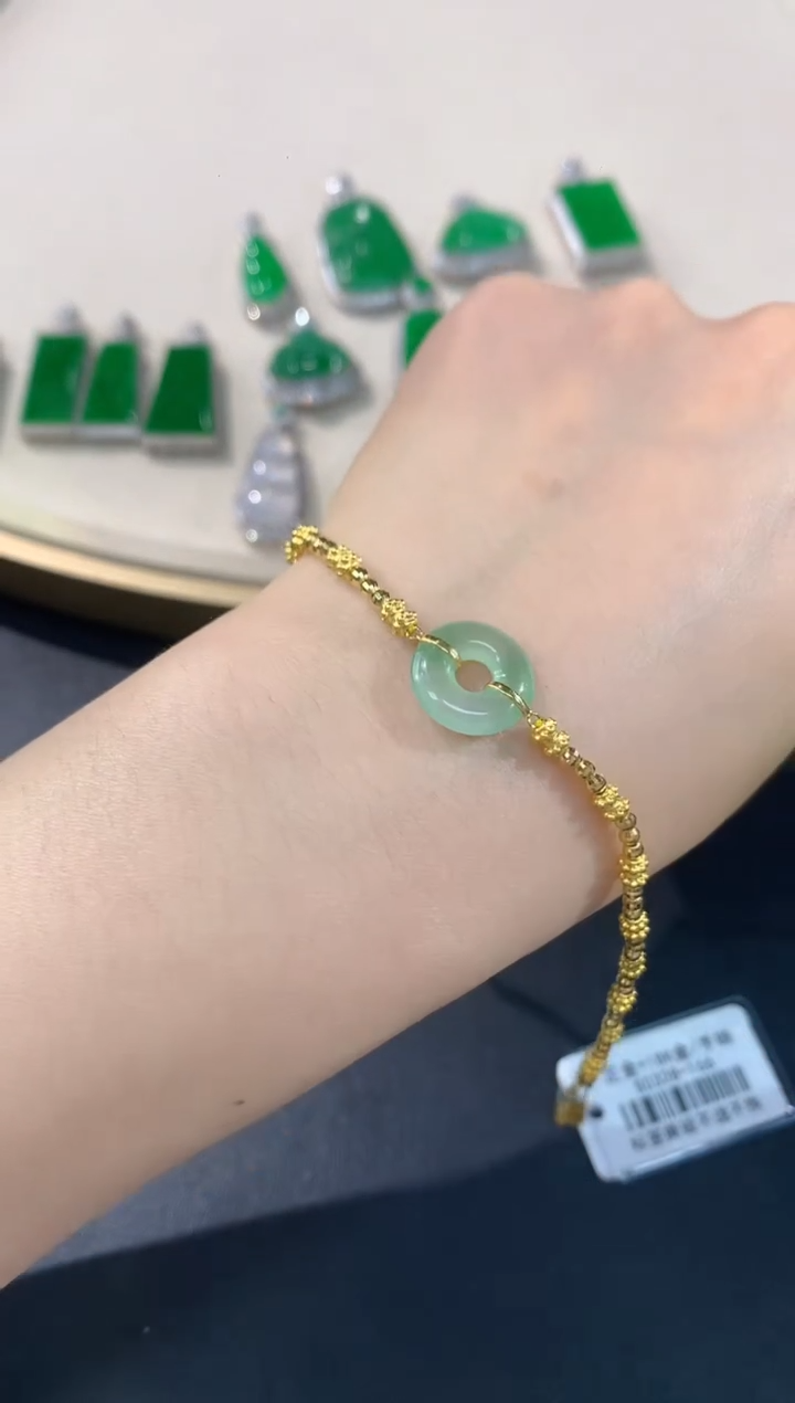 18K金镶嵌手链翡翠E612|多样性发其一|2980