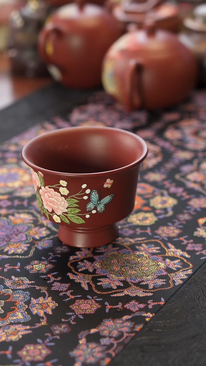 茶壶紫砂大红袍牡丹杯