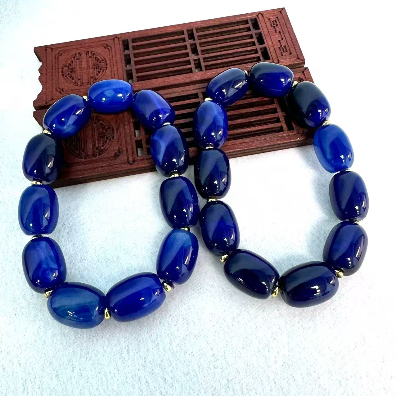 【刘少文】卡13左右无际之蓝玛瑙手串-MS-E100-多样性只发一件