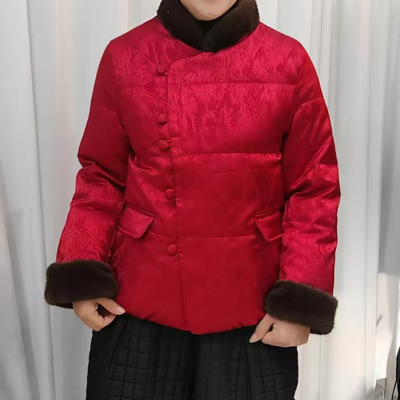 毛领新中式复古棉服冬季气质保暖外套中国风网红时尚