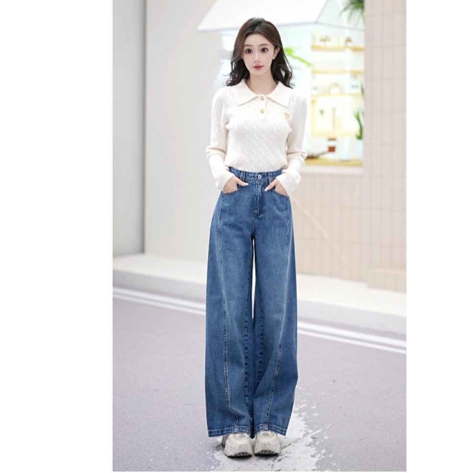 ONLY2025秋季新款时尚气质高腰宽松直筒裤牛仔裤女|125432064