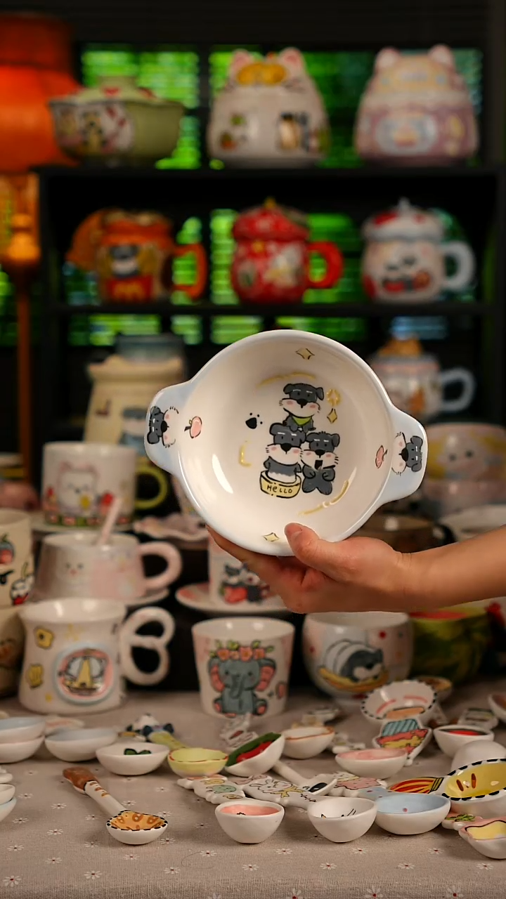 陶瓷无盖款景德镇高温釉下彩纯手绘创意瓷