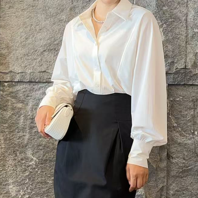 2025新款  长袖别致 法式简约设计感宽松百搭衬衫RC101