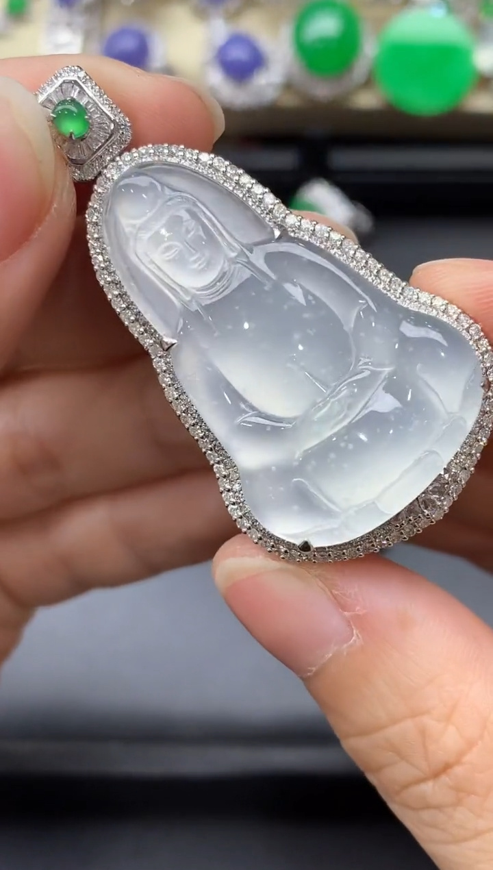 颈饰18K金镶嵌翡翠788-中国好珍宝