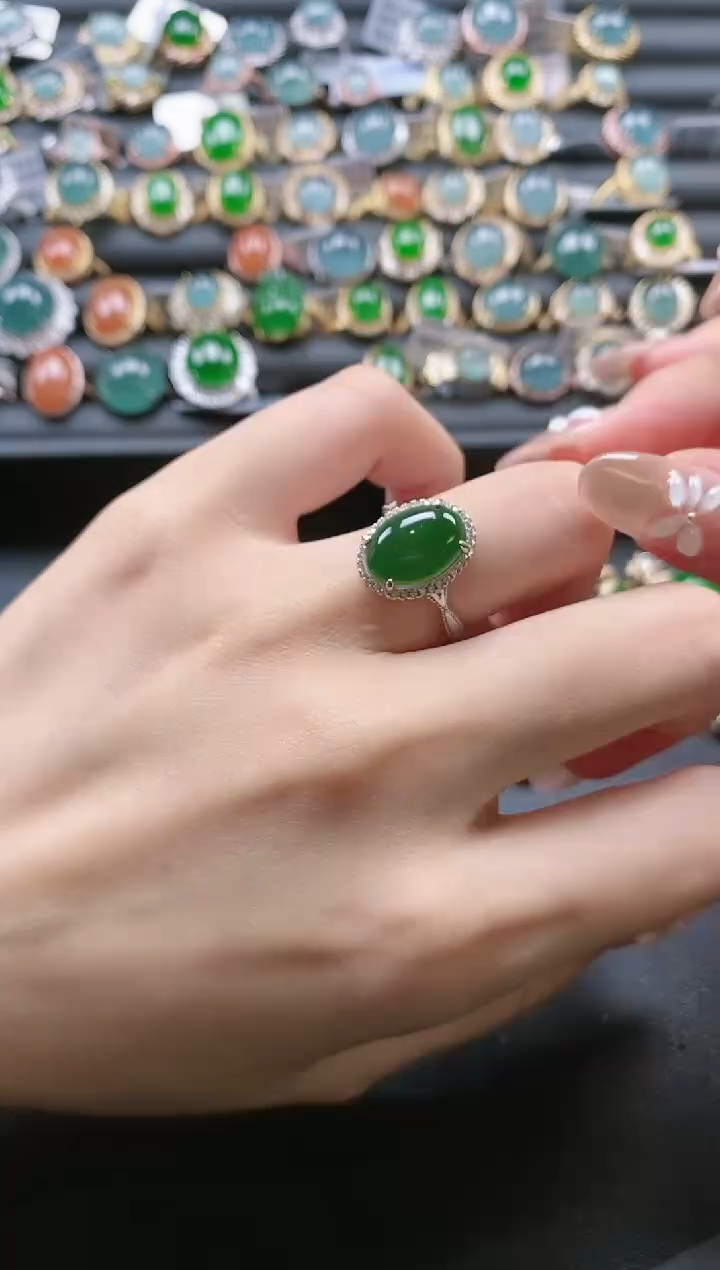 【闪购商品】翡翠戒指银S925镶嵌-600