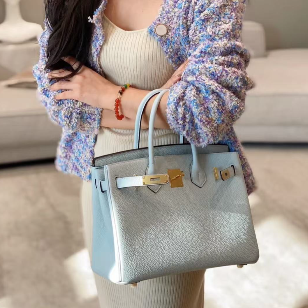 99新 Hermes/爱马仕 活动【小花Han】Birkin 30圣杯蓝 Togo皮 Z刻