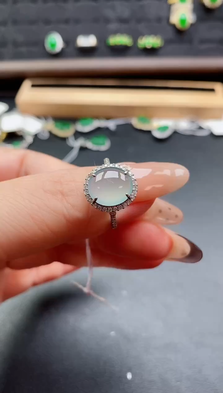 银S925镶嵌戒指翡翠1