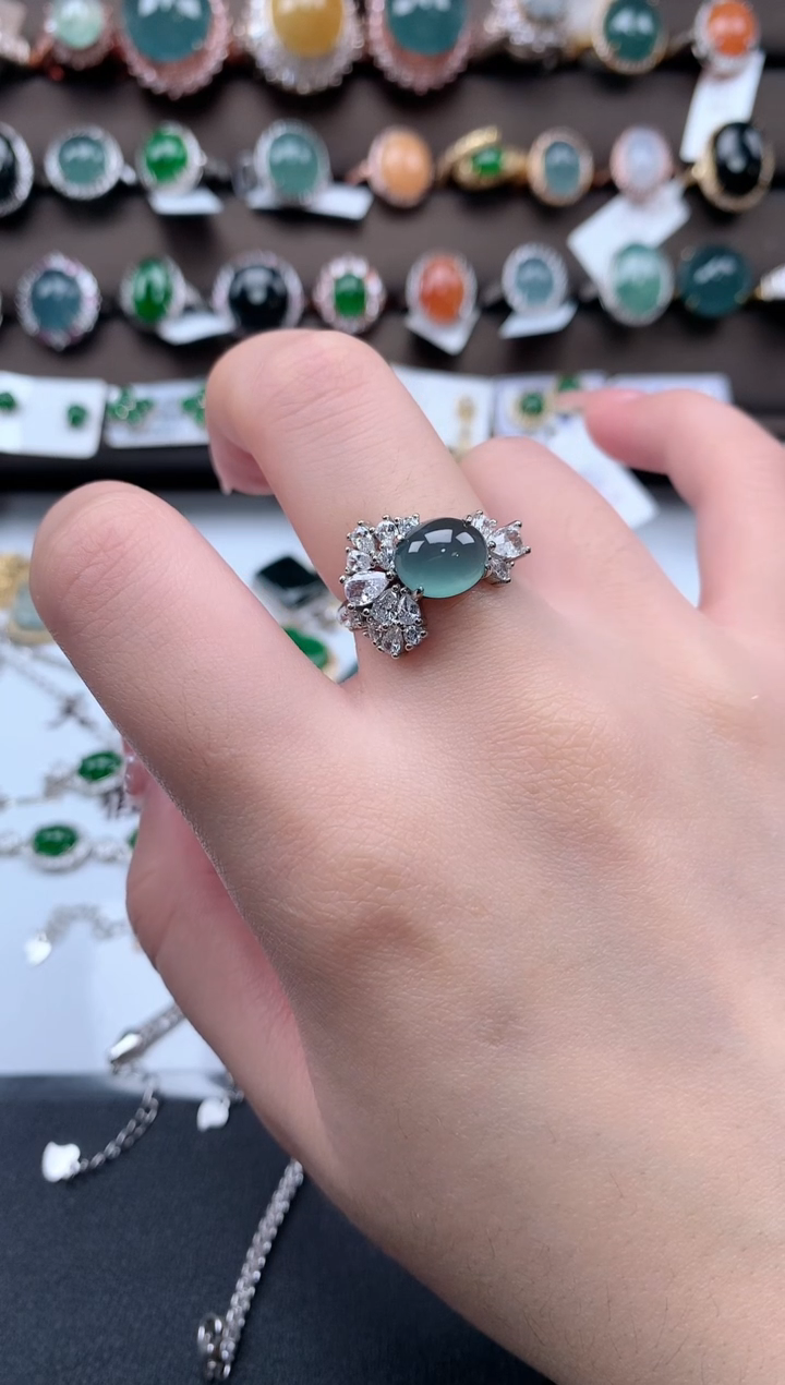 【闪购商品】翡翠戒指银S925镶嵌51224