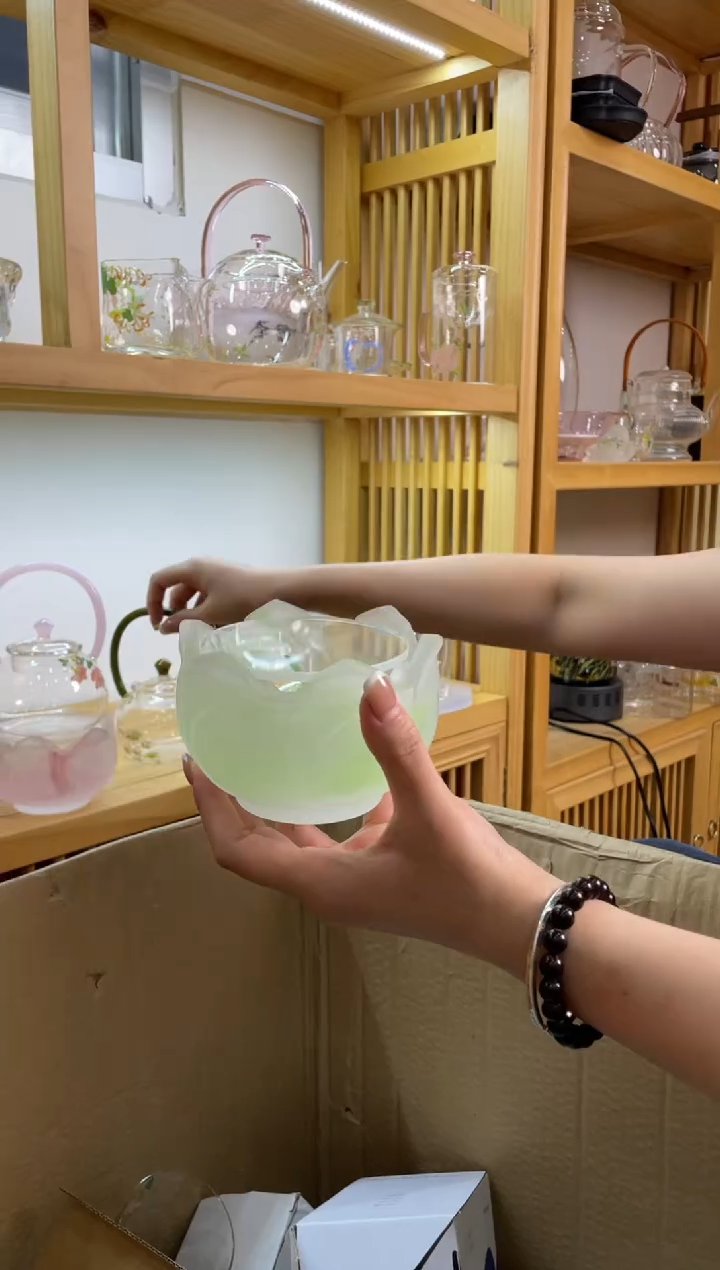 琉璃温茶器绿色莲花啊