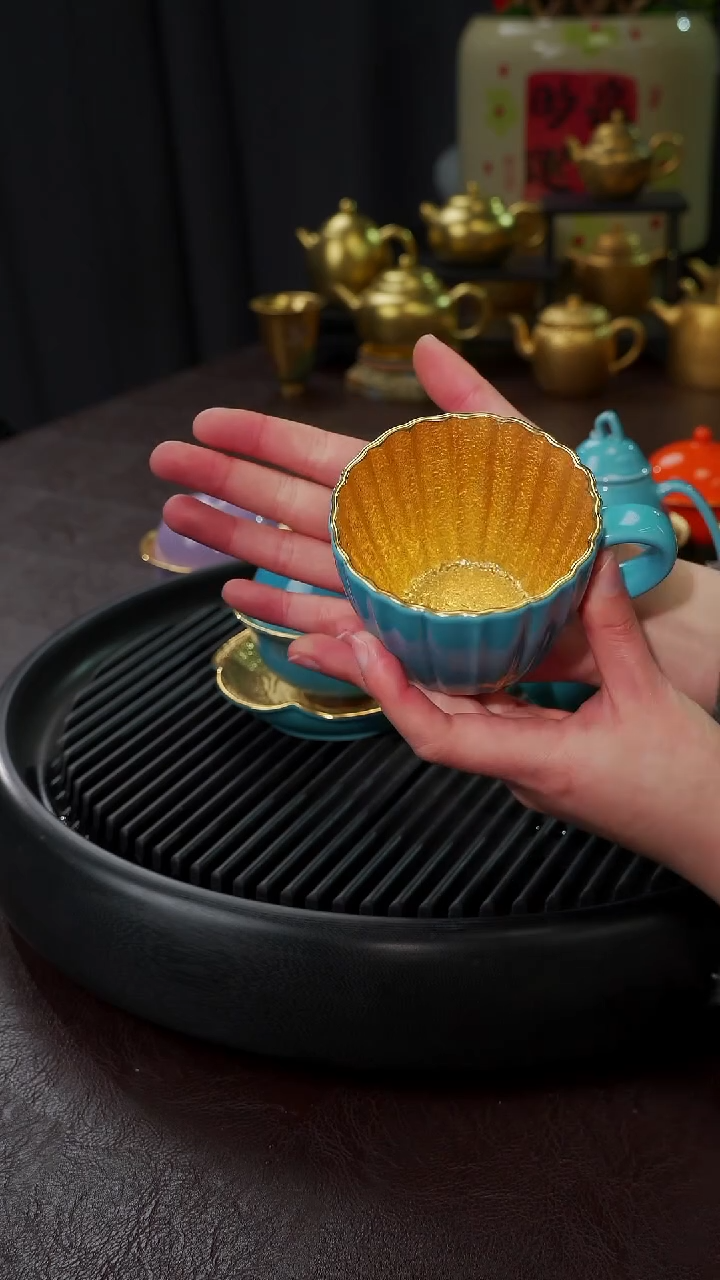 【闪购商品】杯【宜景窑松石蓝鎏金系列】马克杯