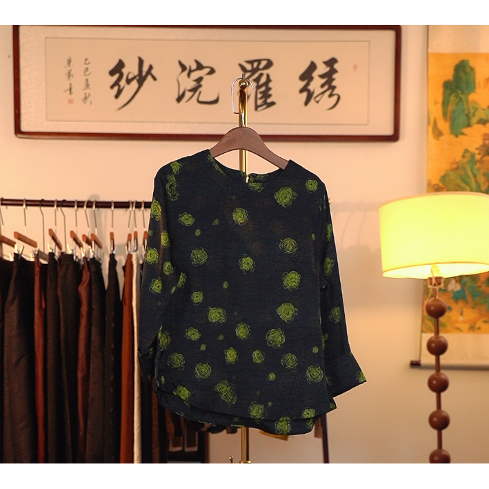 【花舞流光-香云纱衬衫】中式国风香云纱衬衫4064