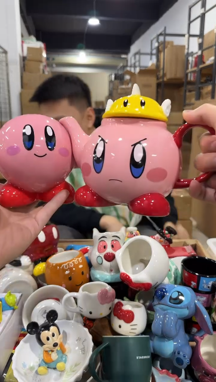 瓷片原盒星之卡比茶壶加星之卡比水杯