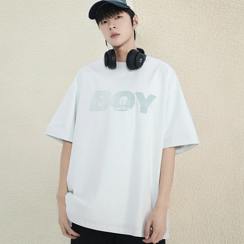 夏季青少年学生新款潮流百搭休闲印花短袖潮服圆领大童T恤冰氧棉