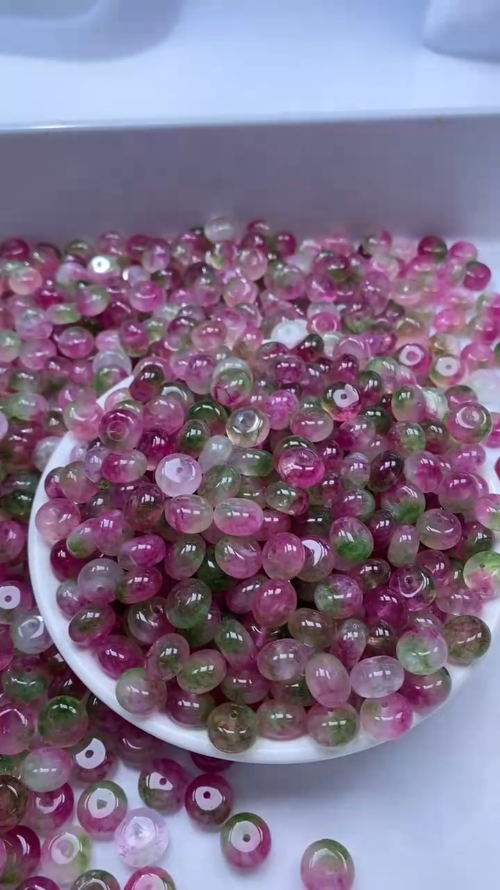 颈饰未镶嵌水晶W3146西瓜碧玺算盘10*6mm*10颗