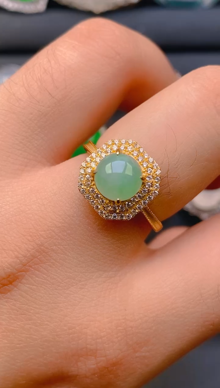 【闪购商品】翡翠戒指银S925镶嵌天然A货翡翠1