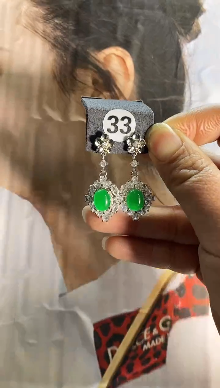 【闪购商品】翡翠耳饰银S925镶嵌33....