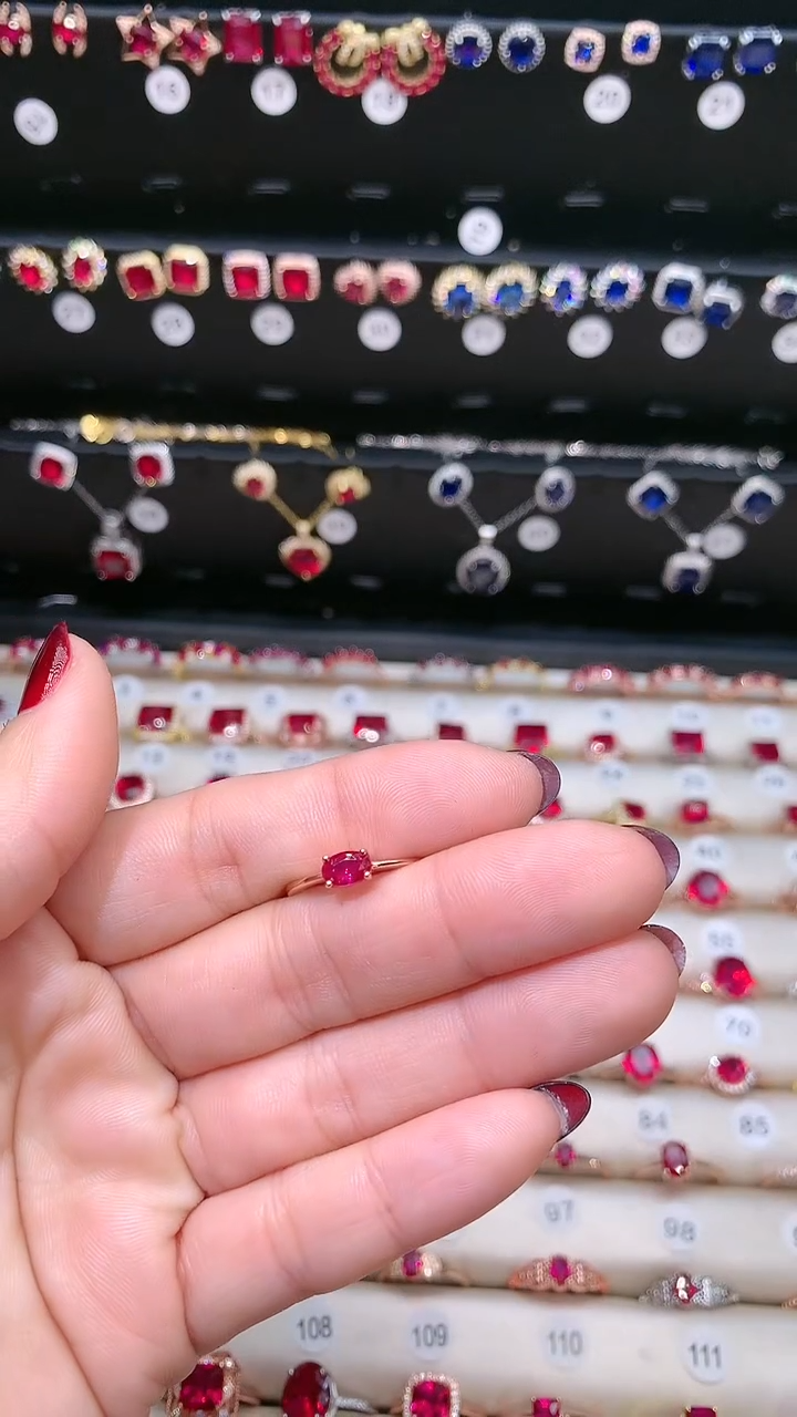 【闪购商品】红宝石戒指银S925镶嵌46玫瑰金