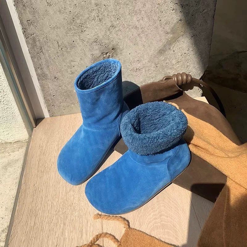 绒面柔软舒适勃肯鞋女2025冬季新款内增高丑萌大头中帮保暖雪地靴