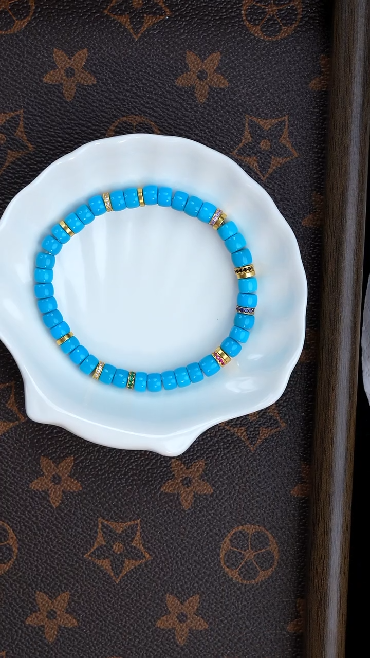 银S925镀金镶嵌绿松石手串【闫闫专属】XZ0012BZ