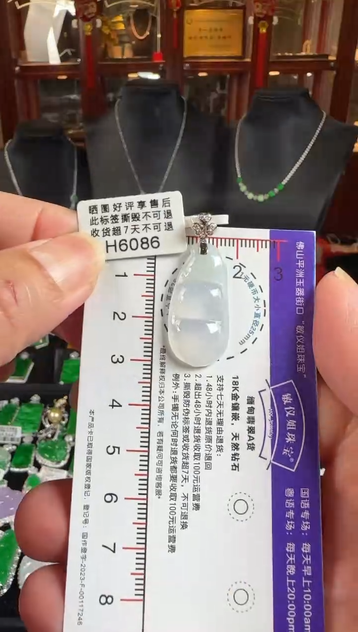 颈饰18K金镶嵌翡翠H6086冰富贵豆