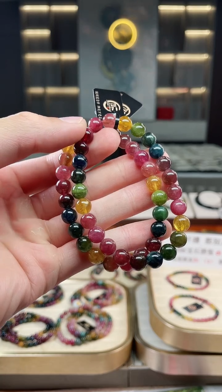 未镶嵌透体老矿碧玺单圈手串7mm+碧玺多样性发一条xion