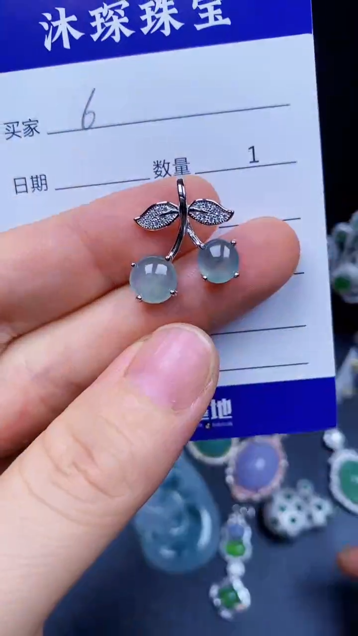 翡翠戒指银S925镶嵌6666