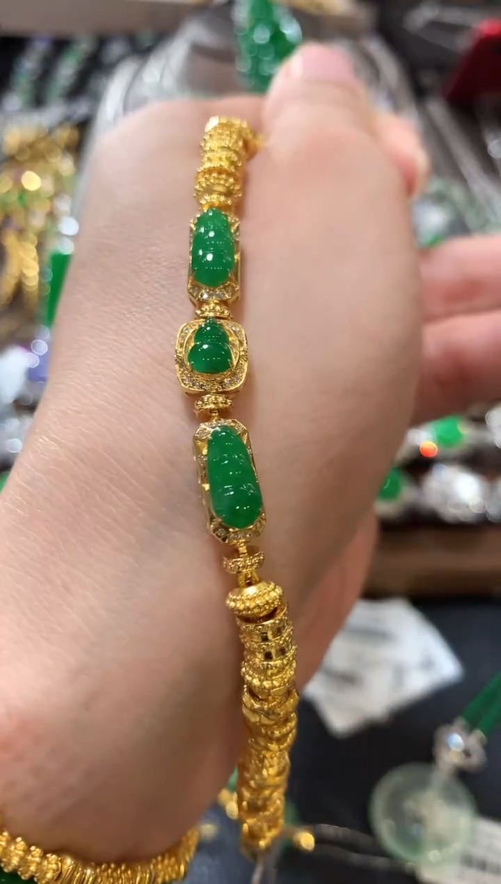 足金镶嵌手链翡翠m91多样性一件发货