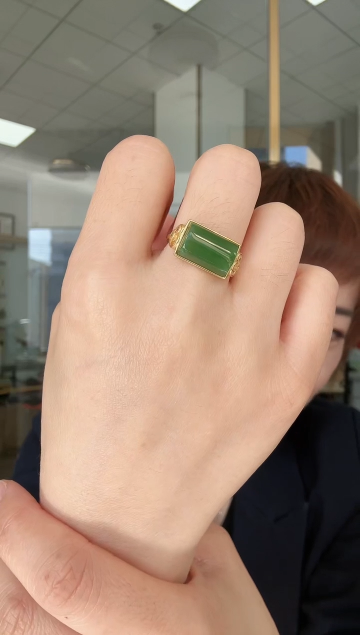 【闪购商品】和田玉戒指银S925镶嵌戒指