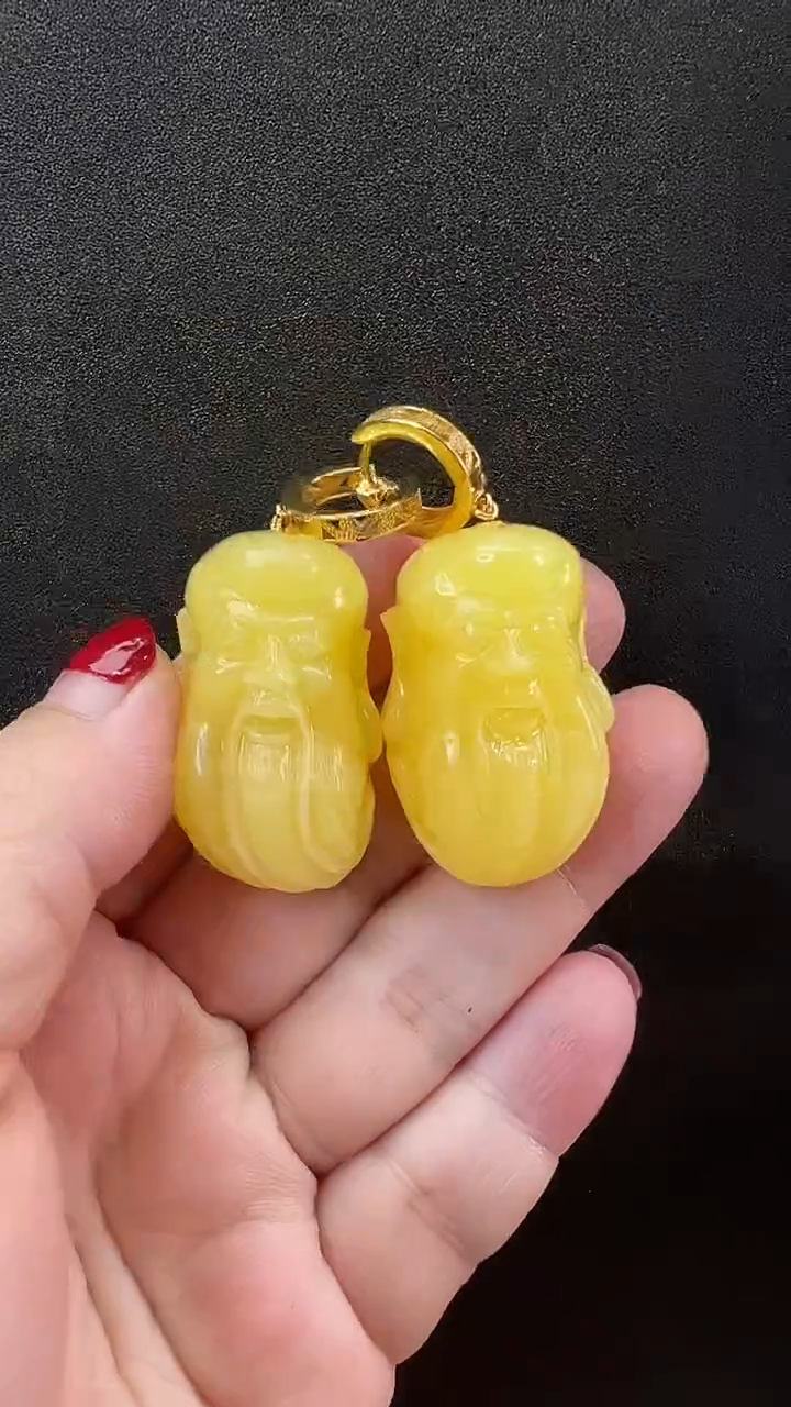 【闪购商品】琥珀耳饰银S925镶嵌耳环