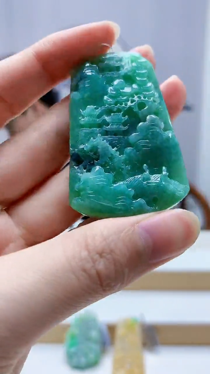 未镶嵌定制翡翠4688zm-毛货挂件山水161