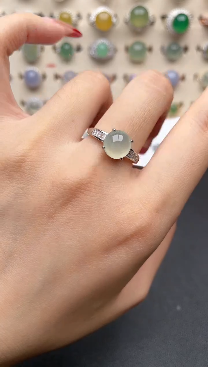 【闪购商品】翡翠戒指银S925镶嵌一物一证一礼盒