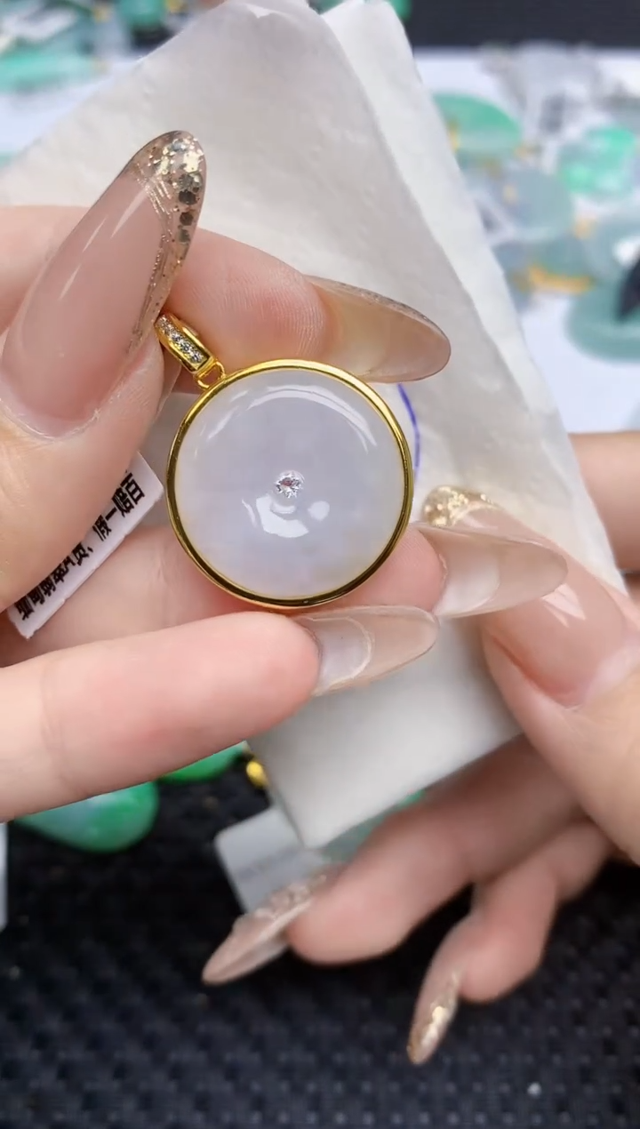 颈饰银S925镶嵌翡翠84   天然翡翠A货  百元以上9米证书费自理