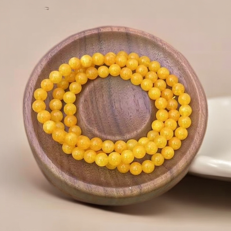 【佳玺珠宝】010 精美手串 黄沁老油黄三圈6mm