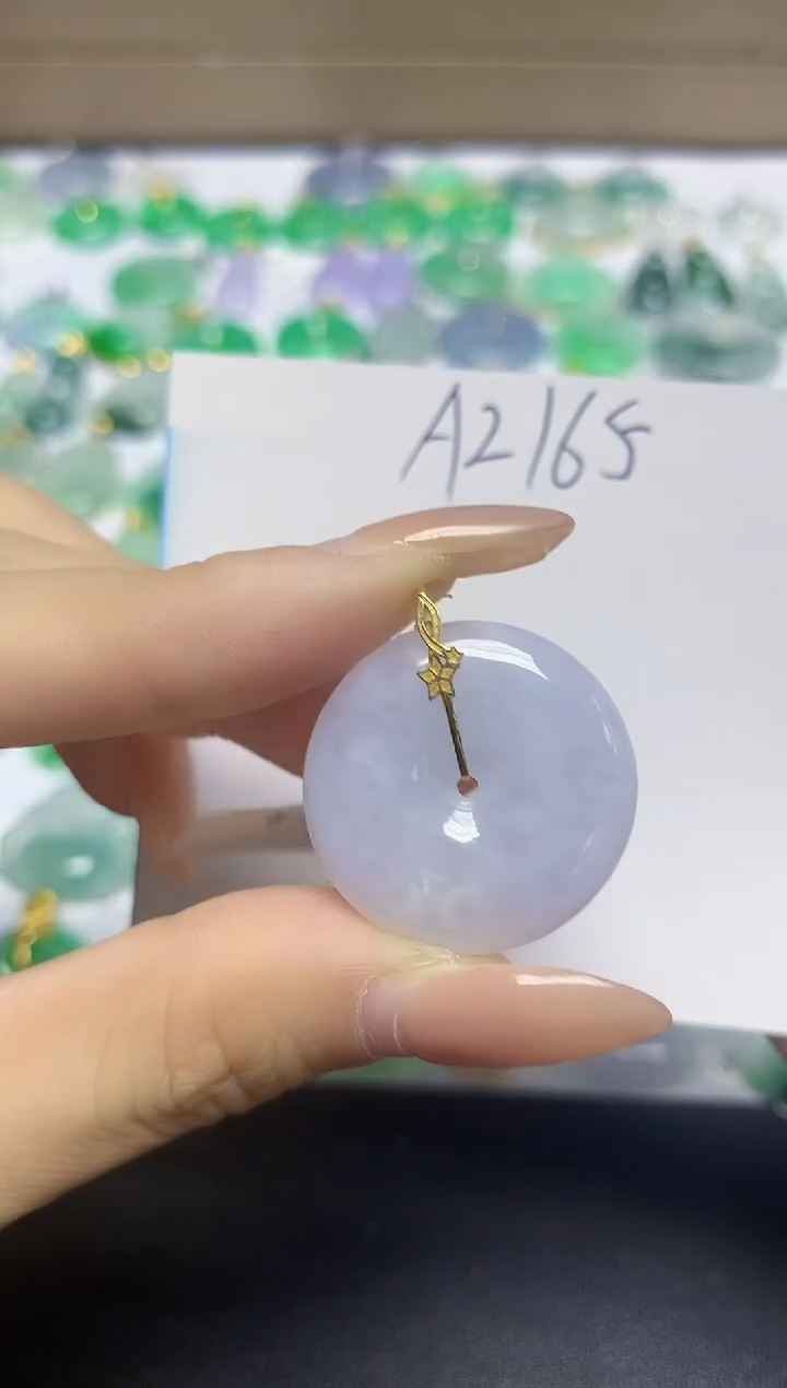 颈饰18K金镶嵌翡翠天然缅甸翡翠A货翡翠百元以上9元证书费自理