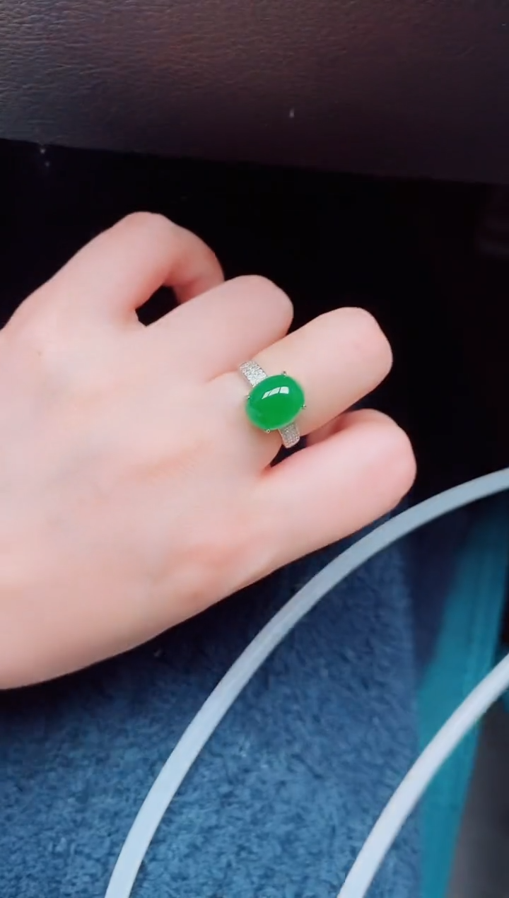 【闪购商品】翡翠戒指银S925镶嵌天然a货翡翠266