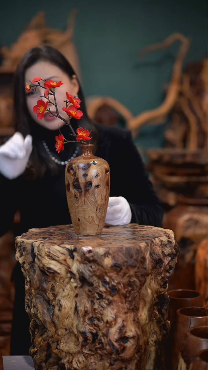 【闪购商品】枣木雷击枣木梅瓶