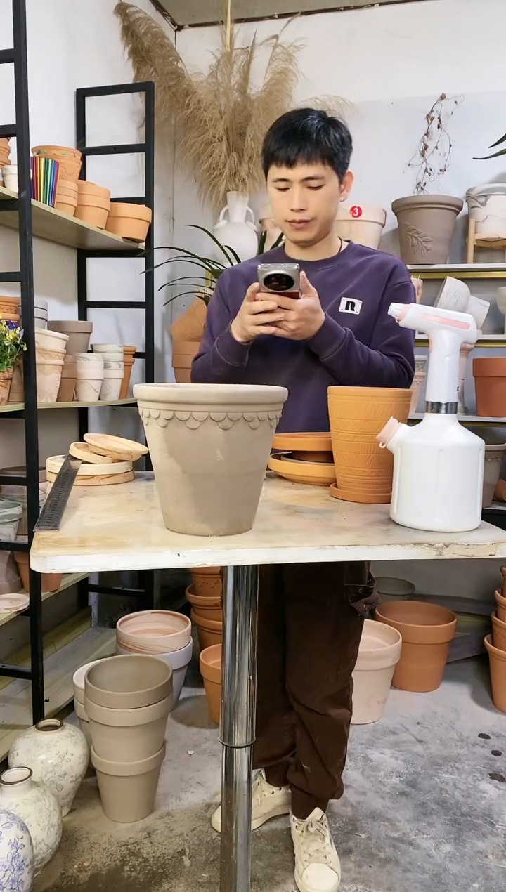 【闪购商品】红陶瑕疵无售后20*19灰陶巴洛克 1盆无托
